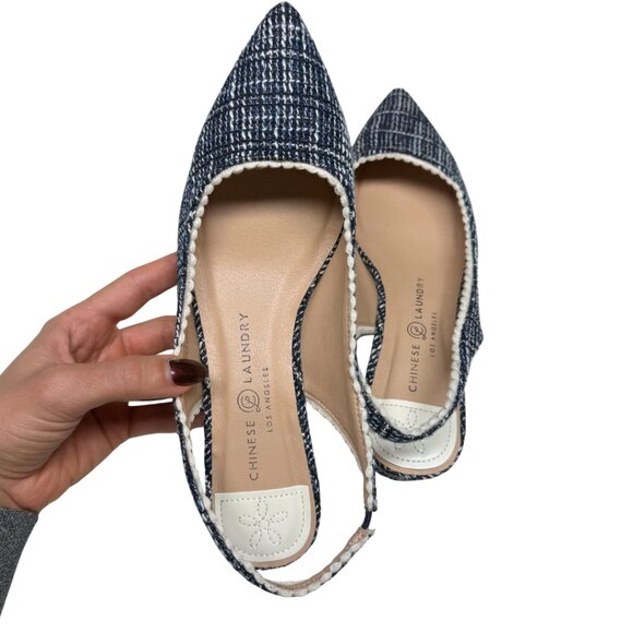 Chinese Laundry Mango Pumps Navy Tweed Kitten Heels, Womens 8.5 New never used - Picture 3 of 10